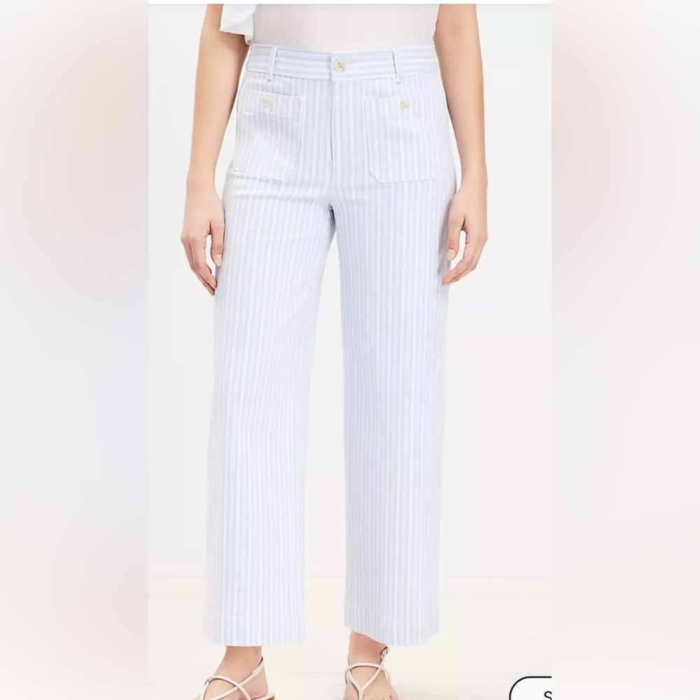 Loft Palmer Wide Leg Crop Pants in Textured Stripe 10